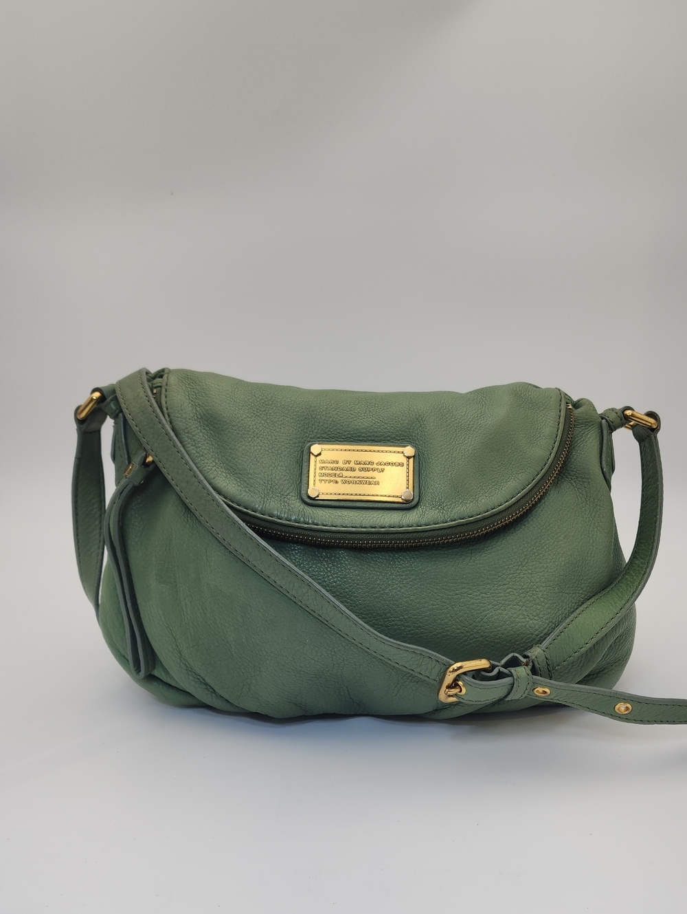 Marc by Marc Jacobs Classic Q Natasha Sage Green Pebbled Leather Crossbody Bag